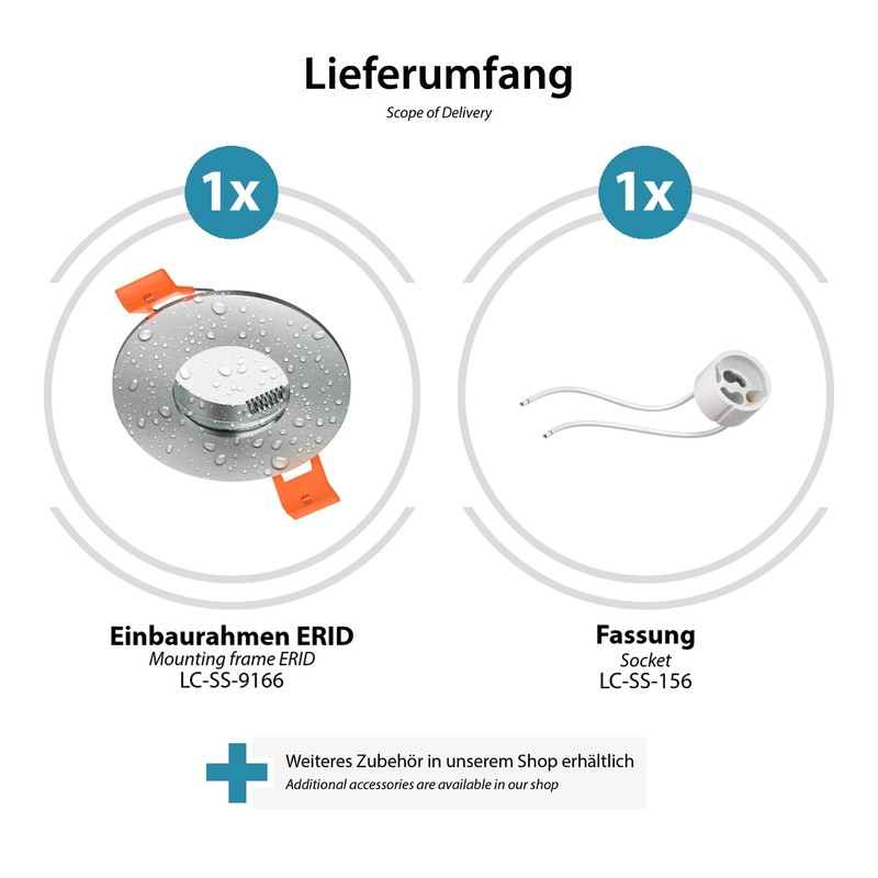 ledscom.de ERID Bathroom Ceiling Mounting Frames for Wet Rooms IP44