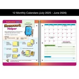 Dated Elementary Student Planner 2025-2026 Academic School Year, Large (8.5" by 11") Matrix Style Datebook with Classic Elementary Matrix Cover