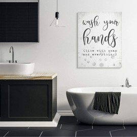 Stupell Industries Wash Hands Bathroom Sign Sassy Soap Phrase, Designed by Daphne Polselli Wall Art, 36 x 48, Canvas
