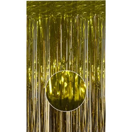 Trimming Shop Gold Fringe Tinsel Curtain Backdrop Foil Fringe Party Backdrop Streamers for Birthday New Year's Eve Christmas Graduation Weddings Thanksgiving Themed Party Decorations (Pack of 1)