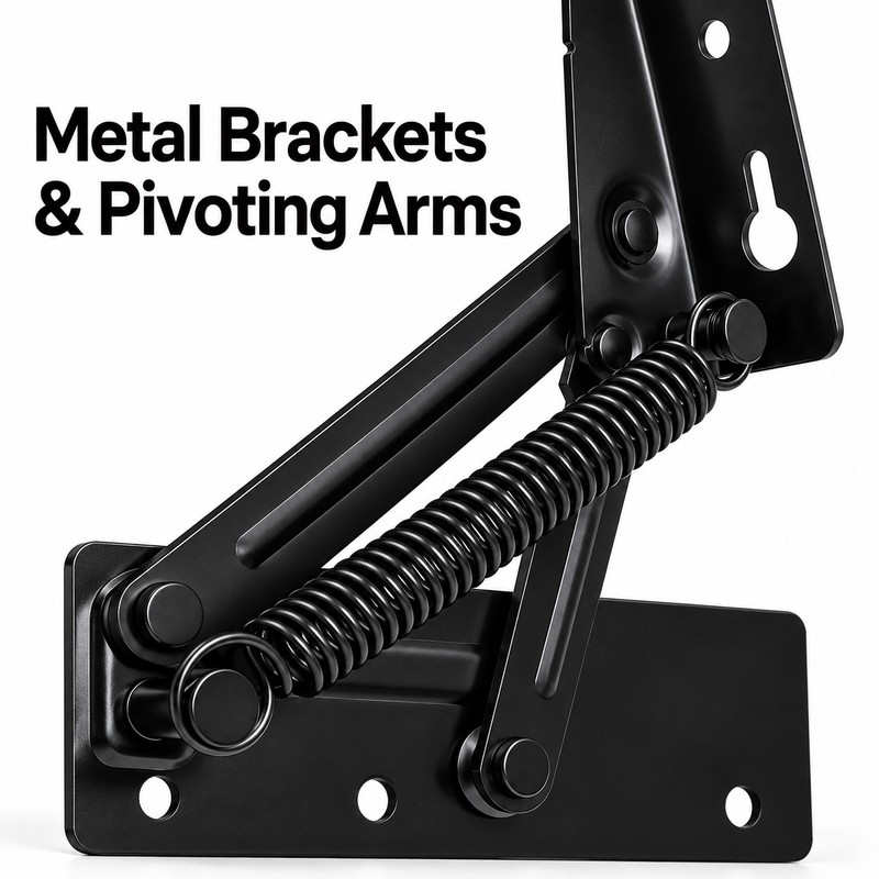 2-Pack 80° Spring-Assisted Lift-Up Hinges for Cabinet Doors & Furniture