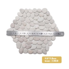 Lechloris 12 inch River Rock Stepping Stone - Pavers for Outdoor Garden Walkway, Landscaping - Polished Pebble Step Stones for Patio Yard Lawn Pathway, Set of 6 (Hexagon,White)