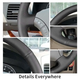 Yeolpise Microfiber Leather Steering Wheel Cover on Wrap,Fit for Toyota Land Cruiser 3D 5d 2003/Tacoma XRunner Highlander Hybrid 2005/4Runner Hilux 2009/Tacoma 2011,Non-Slip Breathable Hand Stitched