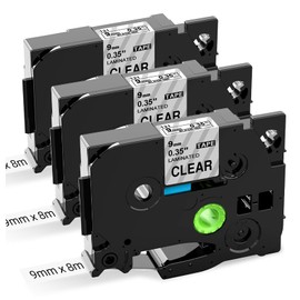 Upwinning Tze-121 9 mm Compatible with Brother P-touch Tapes 9 mm Transparent, TZe121 Tze 121 Ptouch Label Tapes Transparent Tze 9 mm Clear for Brother P Touch Cube PT-P300BT H100R PT-D400 D200 D210