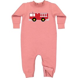 inktastic Fire Truck Childs Fireman Baby Fleece Romper 12 Months Mauve 18a44