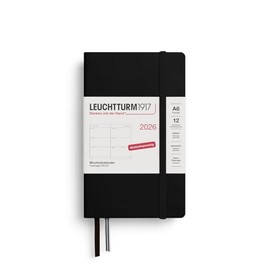 LEUCHTTURM1917 372541 Weekly Planner Pocket (A6) 2026, 12 Months, Black, German