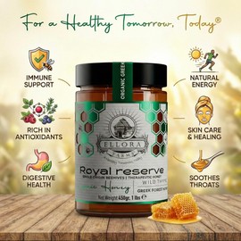 Ellora Farms Organic Honey, Wild Thyme Raw Honey, Greek Unfiltered, Preservative and Additive Free, Paris and Dubai Gold Awards Winner, Gift Pack with Dipper - 450 g