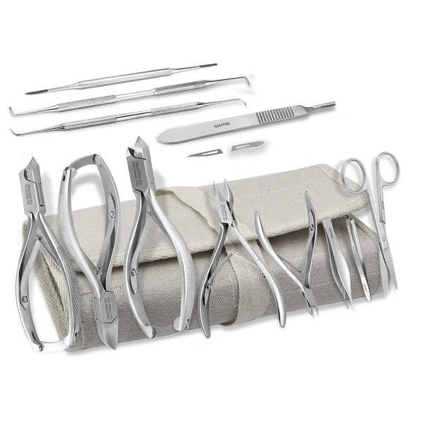 Foot Care Instrument Set 23 Pieces Including 5 Nail Nippers