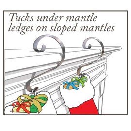 Haute Decor Stocking Scrolls Stocking Hanger - 2 Pack Glitter (Red) - Hang Christmas Stockings from mantels of All Shapes and Sizes