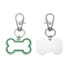 MECCANIXITY 2 Set Pet ID Tags Bone Shape, 30x20mm Metal Personalize Engraved Both Sides Blank Tags Stamping Pet Supplies Engrave Name Number for Pet Dog ID Tags, Pendant Decoration (Green)