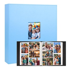 Aevdor 700 Pockets Photo Album 4x6, Extra Large Capacity Leather Cover Wedding Family Photo Albums Holds 700 Horizontal and Vertical Photos, Acid-free Pages 4x6 Photo Album with Front Window (Blue)