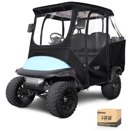 10L0L Golf Cart 4 Passenger Golf Cart Enclosure, Storage Cover Fits for Club Car Precedent 2+2, Windproof 600D Waterproof Portable 4-Sided Clear Window & Roll-up Zipper Door (Black/Transparent)