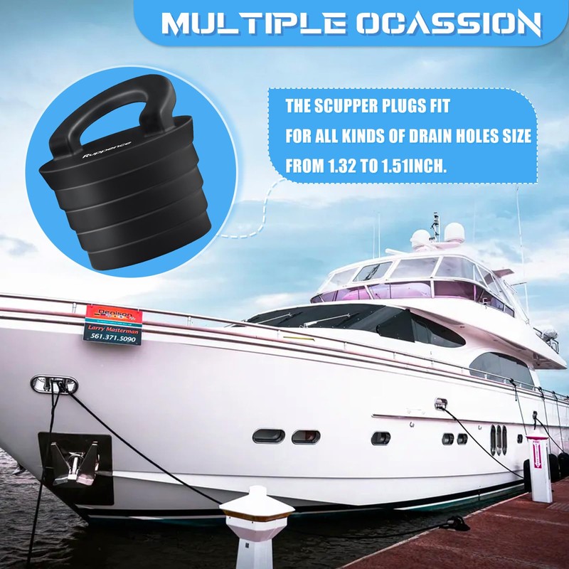 1-1/2" Kayak Scupper Plugs, Push-in Boat Drain Kayak Plugs for