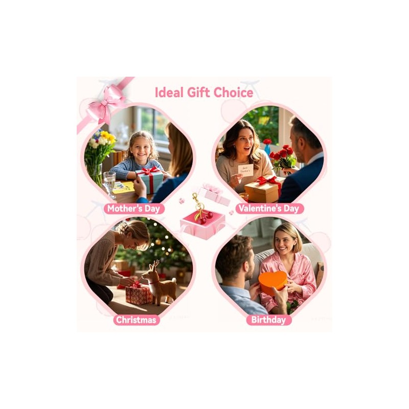 Cute Cherry Bag Charm Keychain for Handbags and Purses
