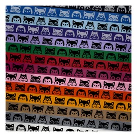 Peeking Woodland Creatures Chipmunk Raccoon Hedgehog Fox Satin Ribbon for Bows Gift Wrapping DIY Craft Projects - 3 Yards - Light Blue Ribbon/Black Printing - 1 Inch Width