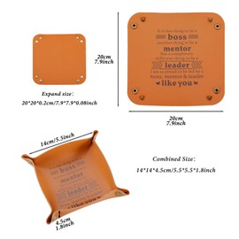 for Boss Man, Male Boss Gift Ideas, Funny Boss Gifts for Men, Boss Day Gifts for Women Men, Valet Tray Leather Tray Desktop Storage Organizer Appreciation Thank You Gifts for Boss Lady