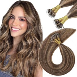Wennier #4/27 Blonde Straight Remy Hair Extensions 100g Double Drawn Nano Ring #4 Piano #27 Raw Keratin Human Hair Extensions 1G/strand (#4/27, 22inch)