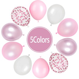 Paready Pink Balloons Set, 60 Pcs 12 Inch Pearl Balloons Metallic Macaron Pink Balloon, Pink Confetti Party Balloon for Girl Women Birthday Wedding Baby Shower Bridal Shower Decorations