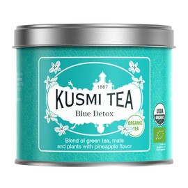 Kusmi Tea Blue Detox - 3.5 oz Loose Tea Tin - Organic Blend of Green Tea, Mate & Pineapple-Flavored Herbs