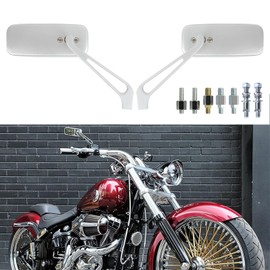 Devilmotor Rectangle Motorcycle Bobber Mirrors Smoke Blue Compatible with Harley Road King Street Glide Sportster Softail Fatboy Cruiser Chopper