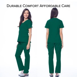 Dagacci Medical Uniform Women's Scrubs Set Stretch Ultra Soft V-Neck Top and Pants Hunter Green XL