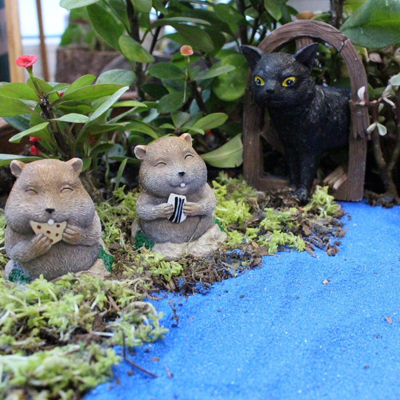 3 Pcs Gopher Ornaments Resin Simulation Animal Cat Gopher Garden