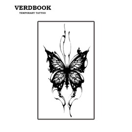 VERDBOOK Waterproof Temporary Tattoos: 2-Sheet Tattoo Kit with Realistic Body Stickers, Semi-Permanent Tattoos for Adults Lasting 7-15 Days – Safe for Men & Women, Blackened Butterfly​​