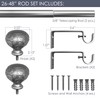 Sorrento 26-48 Inch Adjustable Curtain Rod Set, 5/8 Inch Diameter