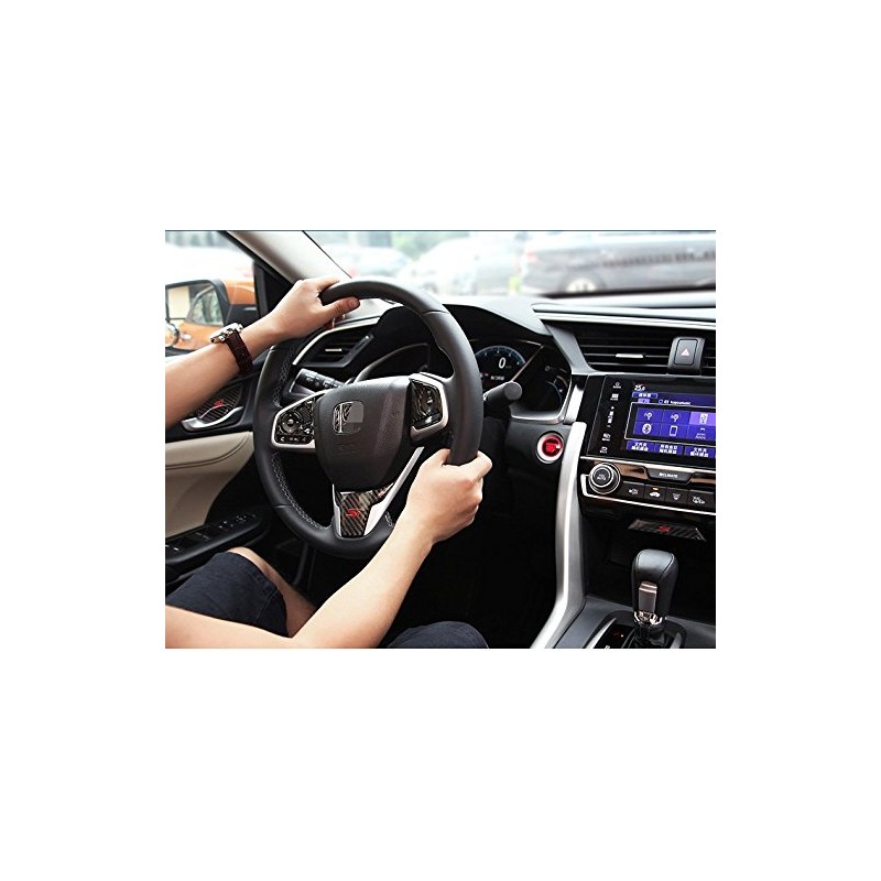 AJLOTMO Carbon Fiber Interior Steering Wheel Cover Panel Frame Trim