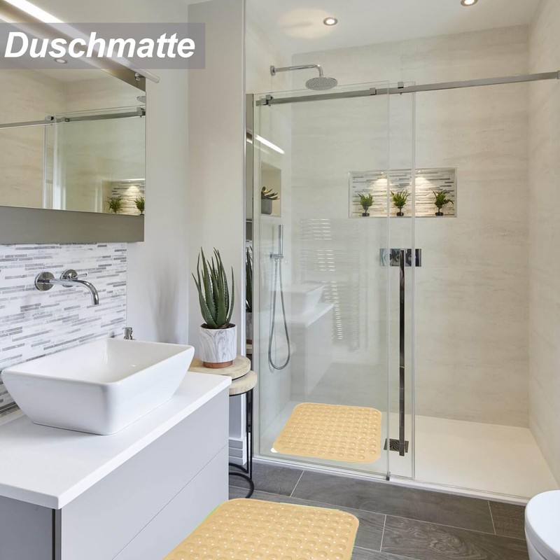 Shower Mat, 48 x 48 cm, Non-Slip Square Bath Mat,