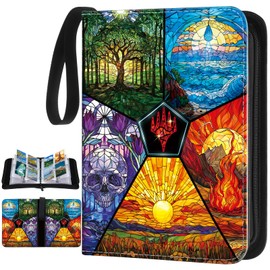 Humyoun Card Binder 4/9 Pocket PU Waterproof Trading Binder Compatible with Mtg for 400/900 Portable Album Holder with Zipper Wristband Card Organizer Book Case(Magic,9.8 x 7.7 x 2 Inch)