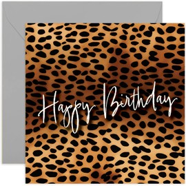 Leopard Print Female Birthday Cards for Her - Happy Birthday Greeting Card for Her - Stylish Birthday Cardw - Gifts for Her - Fashion Birthday Cards - For Women, Sister, Daughter, Friend, BFF