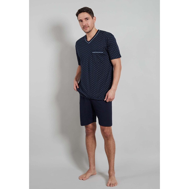 Götzburg Men's Short Pyjamas, 100% Natural Cotton - navy Not