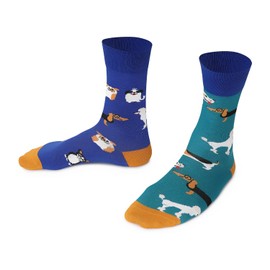 TODO Colours Funny Socks with Motif - Multicoloured, Colourful, Crazy for the Joy of Life, Socks Blue Dogs, 43 - 46