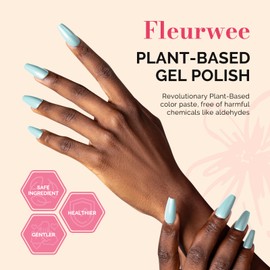 MelodySusie Fleurwee Plant Based Gel Nail Polish, Hema Free Light Blue Nail Polish, Soak Off UV LED Gel Polish Gift for Women 21 Non Toxic Long Lasting Nail Art Manicure Salon DIY at Home B1101