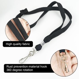 Korty Black Lanyard Bulk 50 Packs Badge Lanyards for ID Badges Neck Cruise ID Holder Name Tag (50, Black)