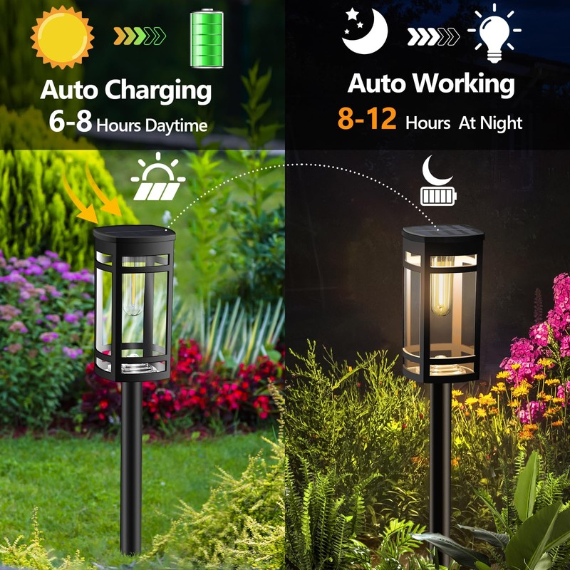 EXCMARK 16 Pack Solar Lights Outdoor Waterproof for Garden Pathway