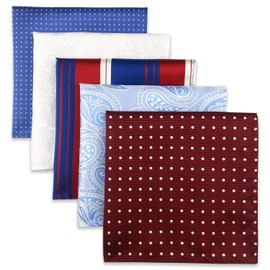 Shlax&Wing 5 Pieces Assorted Mens Pocket Square Handkerchiefs Set 68