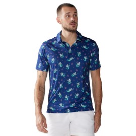 Chubbies Performance Mens Polo Stretchy, Breathable Golf Polo Mens Polo Shirts Short Sleeve (Triton of Sea, Medium)