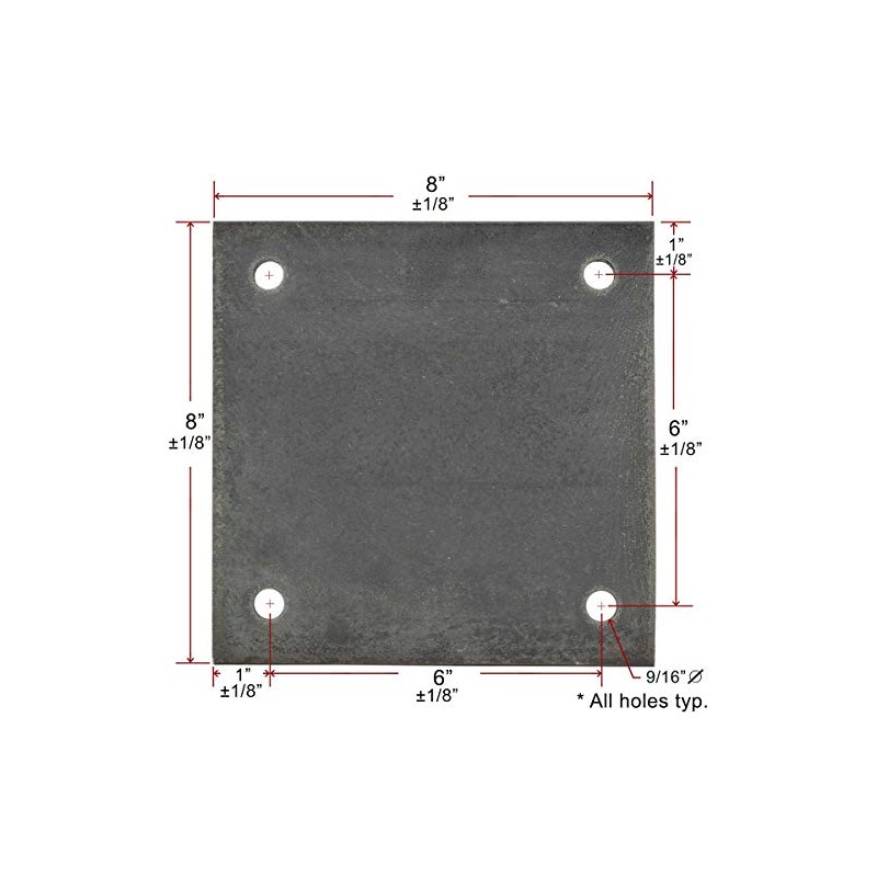 8" x 8" x 3/8" Hot Rolled A36 Steel Base