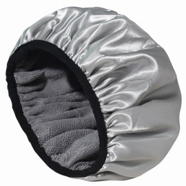 Lined Shower Caps, Triple Layer Large Shower Cap for Women, Reusable Shower Caps for Long Thick Hair, Waterproof Washable Soft (Grey, One size)