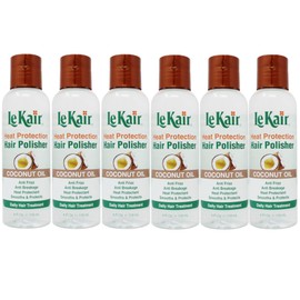 LeKair High Heat Protection Hair Polisher - Coconut Oil, Anti Frizz, Anti Breakage, Heat Protectant, Smooths & Protects, Daily Hair Treatment 4 Fl Oz - 6 Pack