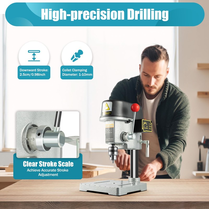 LIYUANJUN Mini Electric Drill Press, 340W Tabletop Drilling Machine 3