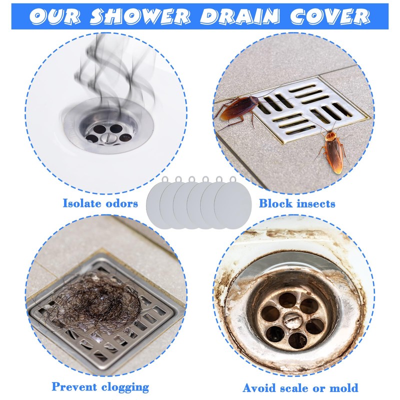 Yinkin 6 Pcs Shower Drain Cover Floor Drain Cover to