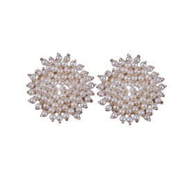 Ivory Pearl Gold Tone Rhinestone Crystal Wedding Bridal Shoe Clips Pair