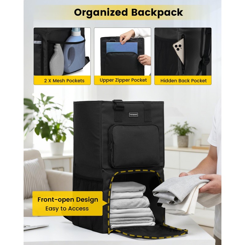 Vorspack 2 in 1 Laundry Bag Backpack with Shoulder Straps,