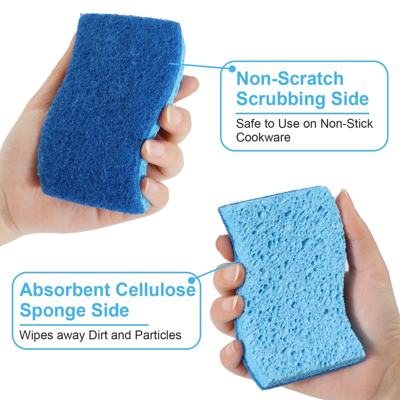 Eco Non-Scratch Kitchen Cellulose Sponges, Dual Side Dishwashing Eco Friendly