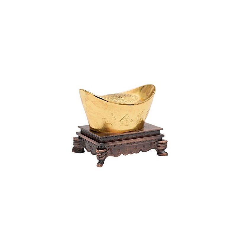 Golden Chinese Feng Shui Ingot by Asian Home