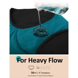 TIICHOO Period Underwear for Women Heavy Flow Super High Waisted Period Panties Incontinence Underwear Leakproof 4 Pack(Large, 2 Black/2 Black with Green Lining)