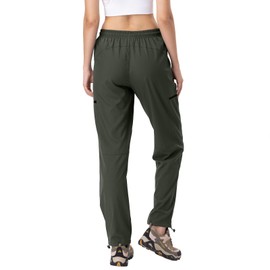 28"/30"/32"/34" Inseam Womens Hiking Pants Tall Quick Dry SPF Cargo Pants Lightweight UPF 50+ Dry Fit 4 Zipper Pockets Army Green